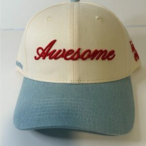 Vee Friends Coolkicks collab 'Awesome' Baseball Cap - Cream & Light Blue